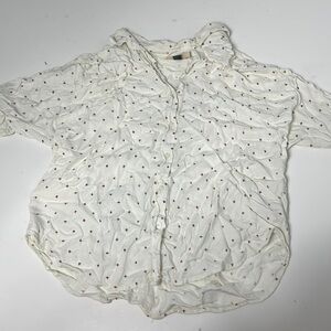 Universal Thread Small Short Sleeve Plus Sign White Red Button Up